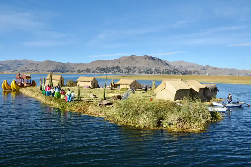Uros island in Lake Titicaca
