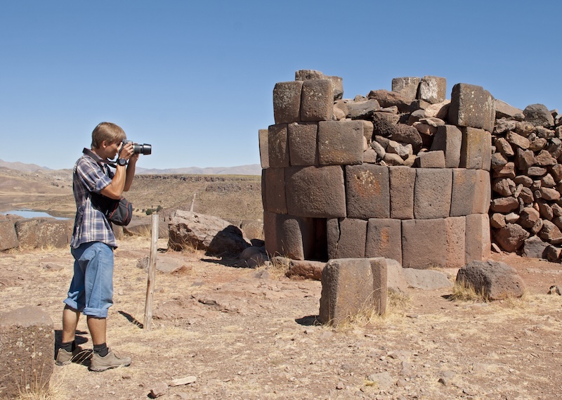 Photographer on Sillustani, Peru