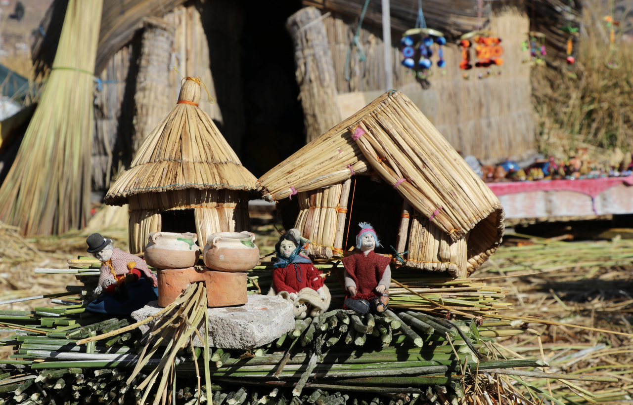 floating island of Uros on Lake Titicaca - Peru