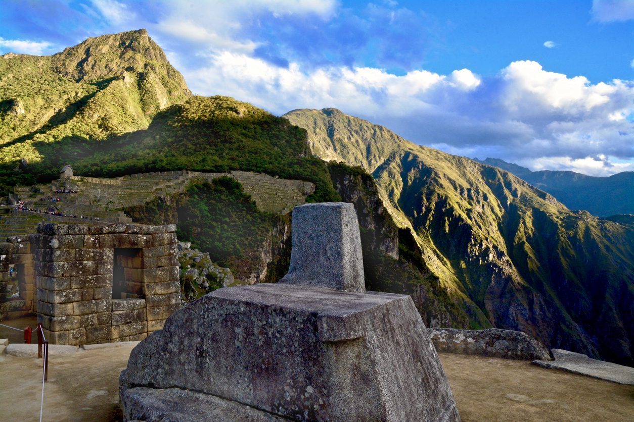 Sundial of the Ancient UNESCO World Heritage Site of Machu Picchu, Peru